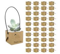 40pcs Succulents Wraps, Thank You Succulent Party Favors with Handles Bulk Gift Bags Fits 2 Inch Pots Decoration Sleeve Tags for Baby Shower Favors Ideas,Kraft Paper(Not Include Plants And Pots)
