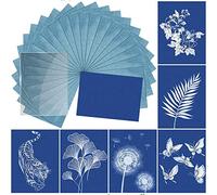 40PCS Sun Print Paper Kit with Acrylic Panel 5.8x8.3 A5 Sun Printing Art Paper Sensitivity Nature Printing Paper Solar Activated Cyanotype Papers for Kids Adults DIY Crafts