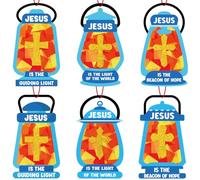 40PCS Sunday School VBS Crafts Bulk: Paper Oil-Lamp Nativity Suncatchers,Jesus Religious Christian Classroom Camping Activity DIY Kits Gifts Church Decorations,Window Stained Glass Effect Art Supplies
