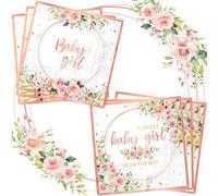 40pcs Sweet Baby Girl Napkins Rose Gold Baby Shower Napkins Disposable Watercolor Pink Floral It's a Girl Paper Napkins for Girls Baby Shower Party Supplies