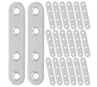 40pcs Thickened Straight Bracket, 77mm Flat Connector Plate | Silver Polished Finish, 18/24mm Hole Spacing, for Shelves, Frames, Bathroom Fixing