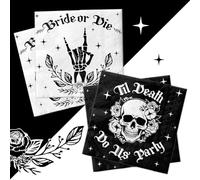 40Pcs Till Death Do Us Party Napkins-Bride or Die Bachelorette Party Supplies Skull Gothic Disposable Napkins for Halloween Bridal Shower Engagement Wedding Decorations