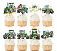 40pcs Tractor Themed Cake Decorations - Farmhouse Tractor Farmer Themed Cake Topper Birthday Decoration, Funny Truck Cake Toppers Boy Teenager Birthday Party Decor Supplies