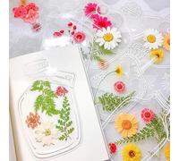 40PCS Transparent Dried Flower Bookmarks, Floral DIY Bookmarks for Women, Handmade Pressed Book Mark Stickers Set (Does Not Include Dried Flowers Scrapbook Accessories