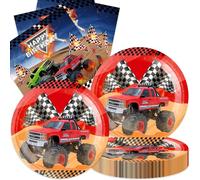40Pcs Truck Birthday Party Plates and Napkins for 20 Guests - Disposable Tableware Hot Cars Party Supplies for Baby Shower Birthday Party Decorations