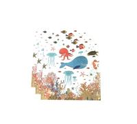 40Pcs Under The Sea Napkins Decoration Ocean Theme Party Supplies Underwater Sea Turtles Killer Whales Disposable Paper Napkins for Sea World Baby Shower Birthday 6.5"