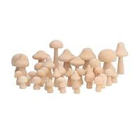 40pcs Unfinished Wooden Mushroom Decorations, Natural Schima Superba Wood, Unpainted DIY Craft Supplies - Safe Non - Material, Fine Workmanship for Home Decor and Kids'