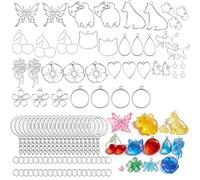 40Pcs UV Resin Keychain Molds - All-in-One Craft Supplies for Personalized Keychain Jewelry Making with 15 Designs (Animals, Flowers), Metal Molds, 20 Keyrings & 40 Jump Rings