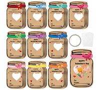 40Pcs Valentine’s Day Love Bug Greeting Card for Kids, Bottle Shaped Funny Exchange Card Bulk Heart Gift for School Classroom Valentines Party Favor Supplies, Multicolor Bow (Candy Not Included)