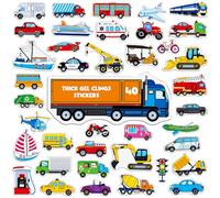 40PCS Vehicle Jelly Stickers, Transportation Tools Thick Window Door Clings Removable Reusable Gel Decals for Kids Toddlers Adults Home Classroom Nursery Party Supplies (Not Edible)