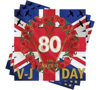 40PCS VJ Day Napkins, Celebrate 2025 Vj Day Party Serviettes for 80 Years Victory in Japan WW2 Anniversary Decoration, 1945-2025 Disposable Napkin for VJ-Day 80th Anniversary