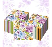 40Pcs Watercolor Floral Paper Napkins - 6.3 x 6.3 Inch Disposable Luncheon Napkins, Spring Summer Flower Designs for Wedding Receptions, Baby Showers, Bridal Parties, Outdoor Picnics, Dessert Tables