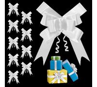 40pcs White 30mm/3cm Large Ribbon Pull Bows for Party Wall, Gift Wraps, Christmas Trees, Wedding, Birthday Hampers Decoration Florist Pullbows