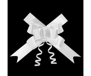 40pcs White 50mm/5cm Large Ribbon Pull Bows for Party Wall, Gift Wraps, Christmas Trees, Wedding, Birthday Hampers Decoration Florist Pullbows