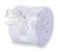 40Pcs White Jelly Roll Fabric, 2.5 Inch Roll Up Jelly Roll Fabric Strips, Jelly Fabrics Patchwork Craft Jelly Roll Fabrics for Quilting, Sewing, DIY, Crafts(2.5 x 39.4 Inch)