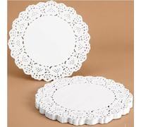 40pcs White Round Paper Lace Doilies for Cakes Desserts and Plates Elegant Decorative Baking Mats for Tea Parties Weddings Events Food Presentation Vintage Style Table Decoration