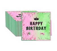 40Pcs Wicked Birthday Napkins, Pink and Green Happy Birthday Napkins, Witch Theme Napkins Disposable Party for Birthday Table Decoration (33x33cm)