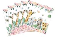 40PCS wildlife napkins safari baby shower decorations Disposable baby shower napkins for Boys Girls Birthday jungle themed safari themed 2-lay 6.5x6.5 inches