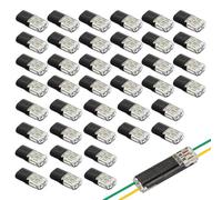 40Pcs Wire Connectors 2-Pin Waterproof Electrical Connectors No Stripping Cable Connectors for 18-22 AWG Wires Solderless Quick Connector with Locking Buckles Small Gauge Wiring Crimp Terminals