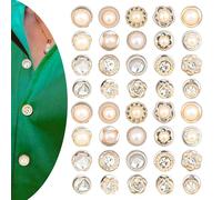 40pcs Women Shirt Brooch Pins,No Sew Reusable Cover Up Pins,Rhinestone and Pearl Buttons for Women Fashion, Replacement Safety Button for Clothing Shirt Dress Sweaters Coat Shawl