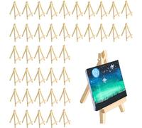 40Pcs Wooden Mini Easel Stand, Mini Wood Artist Easels Triangle Small Table Top Art Display Easel for Wedding Craft Card Painting Photos Display Stand