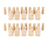 40Pcs Wooden Pegs Natural Unfinished for DIY Craft, Wooden Peg Doll Bodies with Bases, Smooth Craft Supplies for Painting Carving and Kids' Hands - On Activities