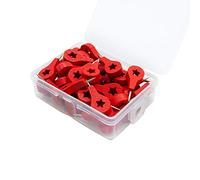 40pcs Wooden Push Pins, Wood Thumb Tacks in Red Star Design for Cork World Map, Memo Boards, Pinboard, Photos, Home, Office, Craft Projects