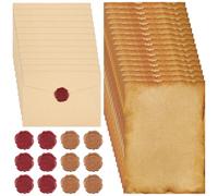 40PCS Writing Paper and Envelopes Set 16 A5 Writing Paper 12 Vintage Envelopes and 12 Wax Seal Stickers Vintage Stationary Letter Set for Love Letter Birthday Wedding Invitation Greeting Cards
