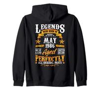 40rd Birthday Vintage Legends Born in 1986 40 Years May Zip Hoodie