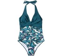 40s Style One Piece Swimsuit for Women, Plus Size Swimming Costume Racer Back Vintage Twist Ruched Swimwear Bathing Suit Plus Size 21st Birthday Gifts for Her Limited Time Deals Spring Deal Days Blue