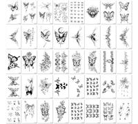 40sheets Herbal Tattoo Sticker Butterfly Small Fresh Literary Waterproof Girl Arm Shoulder Wrist Sticker
