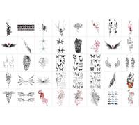 40sheets Thorn Wings, Fierce Tiger, Butterfly, Small Line Drawing, Finger, Waist And Abdomen Tattoo Stickers, Disposable For Men And Women.