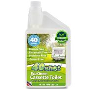40Shot 2-in-1 Eco Green Organic Caravan Toilet Fluid - 1L Concentrated Cassette Toilet Cleaner & Rinse - 40 Doses Per Bottle - Biocide-Free & Septic Tank Safe - Eliminates Odours - Lasting Fragrance