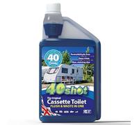 40Shot Blue 4 Pack - 4 x 1L Concentrated Cassette Toilet Fluid - 160 Doses - Waste Breakdown & Odour Control - Amaretto Cherry Fragrance