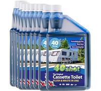 40Shot Blue Mega Value Pack - 10 x 1L Concentrated Cassette Toilet Fluid - 400 Doses - Waste Breakdown & Odour Control - Amaretto Cherry Fragrance - Caravan, Motorhome & Boat Safe