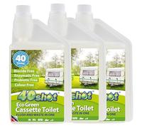 40Shot Eco Green 3 Pack - 3 x 1L Cassette Toilet Fluid - 120 Doses - Biocide-Free, Septic Safe, Waste Breakdown & Odour Control