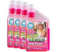 40Shot Pink 4 Pack - 4 x 1L Flush Rinse Concentrate - 160 Doses - Limescale Prevention & Fresh Flush Water - Biodegradable & pH Neutral