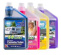 40Shot Triple Clean Pack - Blue, Pink & Multi-Clean - 3 x 1L Concentrates - Caravan & Motorhome Toilet Care & Exterior Cleaning - 40 Doses Each - Waste Breakdown, Odour Control & Shine