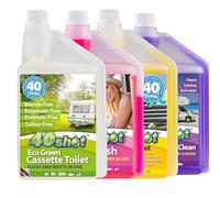 40Shot Ultimate Eco Pack - Green, Pink, Dish n Treat & Multi-Clean - 4 x 1L Concentrates - Eco-Friendly Caravan & Motorhome Cleaning Kit - 40 Doses Each - Toilet Care, Tank Freshness & Exterior Shine