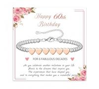 40th 50th 60th Birthday Gifts for Women,Bracelets Women,Adjustable Silv/er Bra/celet,Ste/rli/ng Sil/ver Bead Brace/let,Adjustable Ste/rlin/g Silv/er Bracel/et,Ste/rlin/g Brac/elet,Heart Brac/elet,60th