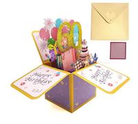 40th 50th 60th Pop Up Birthday Cards for Women 3d Pop Up Greeting Card with Letterheads and Envelopes Balloon Greeting Card for Her Anniversary Valentine Birthday Gift Card (60th)