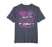 40th Anniversary 40 Years and I Haven't Killed Him Yet T-Shirt, Men's Big and Tall, Heather Blue, 4X Tall