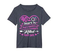 40th Anniversary 40 Years and I Haven't Killed Him Yet T-Shirt, Women's Plus, Heather Blue, 1X