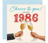 40th Anniversary Card for Women Men - Cheers! Married Since 1986 - Happy 40 Year Anniversary Card for Boyfriend Wife Partner Husband, 145mm Wedding Anniversaries Greeting Cards
