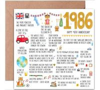 40th Anniversary Card, Ruby Wedding Keepsake for Mum and Dad, A6 Folded Blank Inside with 1986 Trivia, Mr and Mrs Couple's Card, with Brown Kraft Envelope