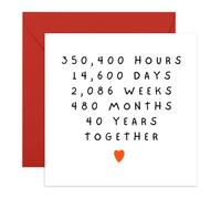 40th Anniversary Card Time Spent - '40 Years Together' - Gifts for Wife, Husband, Spouse, Babe, Honey - Hours Days Weeks Months - Comes with Fun Stickers