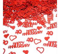 40th Anniversary Confetti, Red Heart Shaped 40 Wedding Anniversary Table Confetti Glitter Table Scatter Sprinkles for Birthday Ruby Anniversary Party Decorations