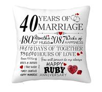 40th Anniversary Cushion Cover Gift for Him Her, 40 Years Anniversary Wedding Gifts Decorations for Couple Boyfriend Girlfriend Men Women Husband Wife, 40 Years of Marriage Pillow Case 45x45cm