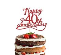 40th Anniversary Decorations, Happy 40th Anniversary Cake Toppers,Red 40 Wedding Anniversary Party Supplies,Ruby anniversary Decoration