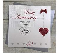 40th Anniversary Handmade Large Card - WIFE Ruby Anniversary BY WHITE COTTON CARDS (XLLA40H)